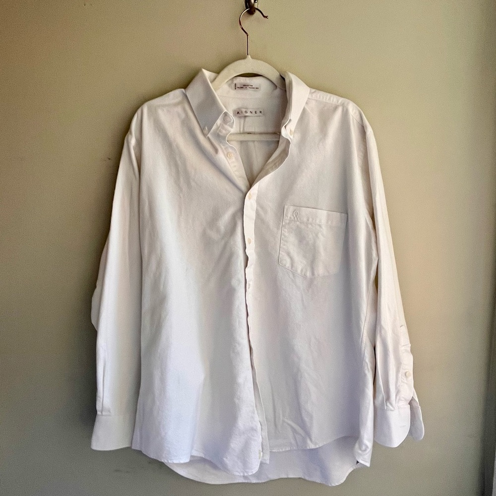 Vintage Etienne Aigner White Cotton Oxford Button-Down Shirt – Size M